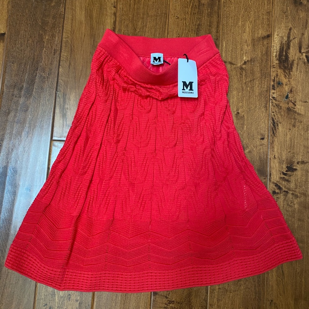 Missoni Bright Red Knit A-Line Skirt